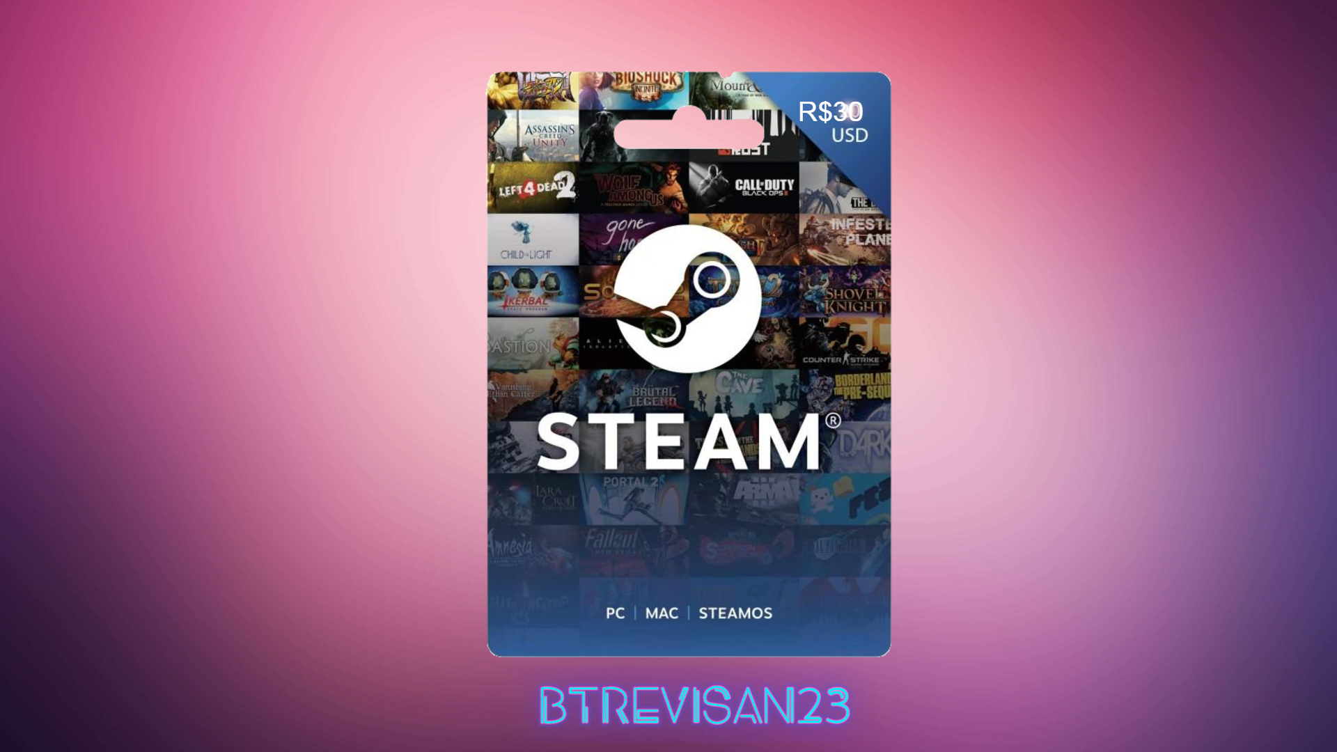 Gift Card Steam R$30,00 - Muito Jogo