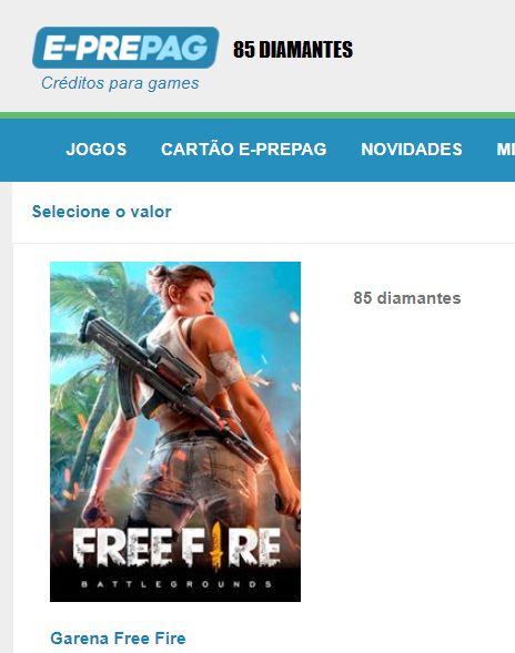 Promoção Garena Free Fire e Google Play - E-Prepag