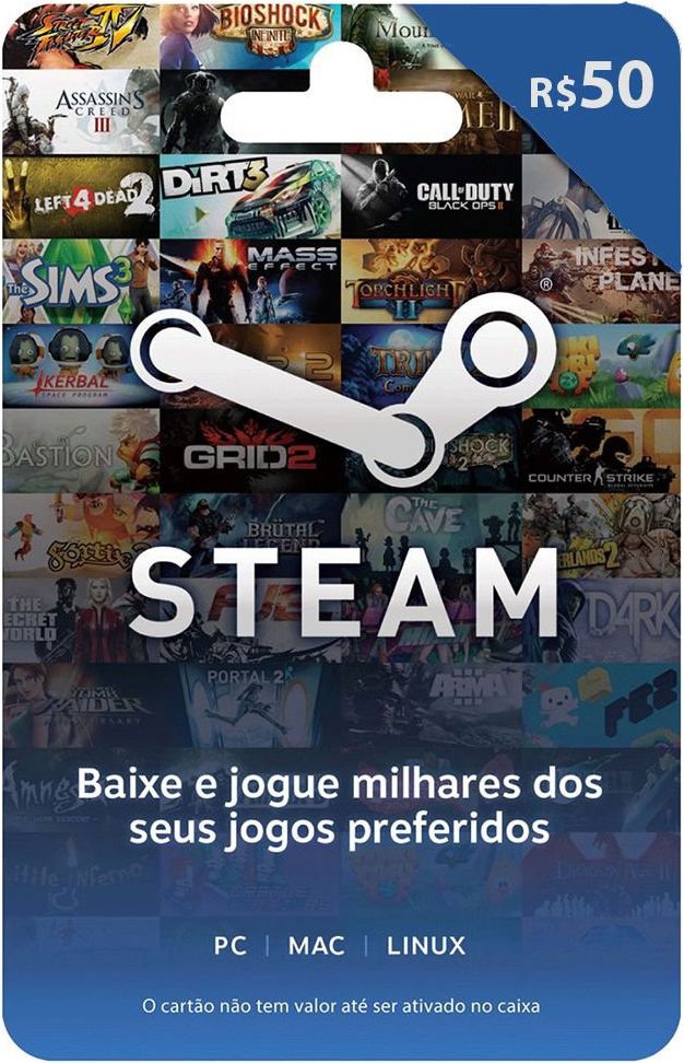 Gift Card Steam 50 reais - Envio Digital - Gift Card Online