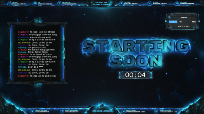 Streamelements Blue Moonstone Starting Soon Scene Scene Twitch