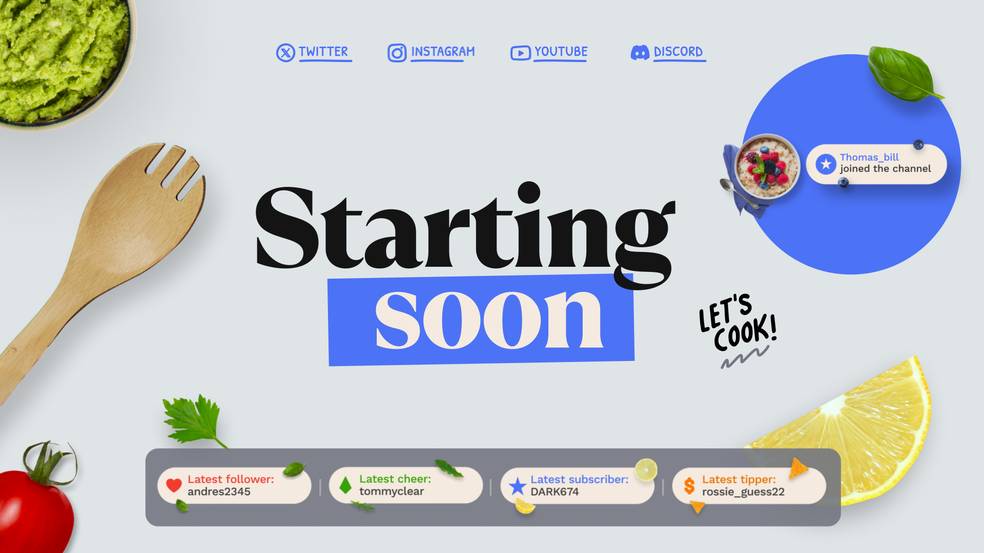 StreamElements | Cooking Theme - Vegan Starting Soon Scene Scene ...